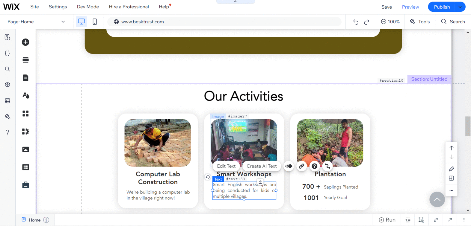 Wix workspace GIF