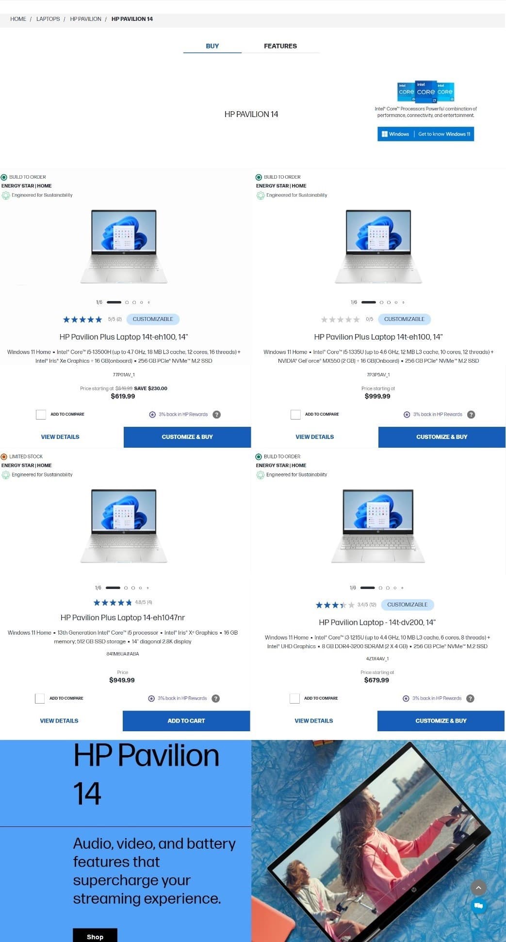 Original laptop details page