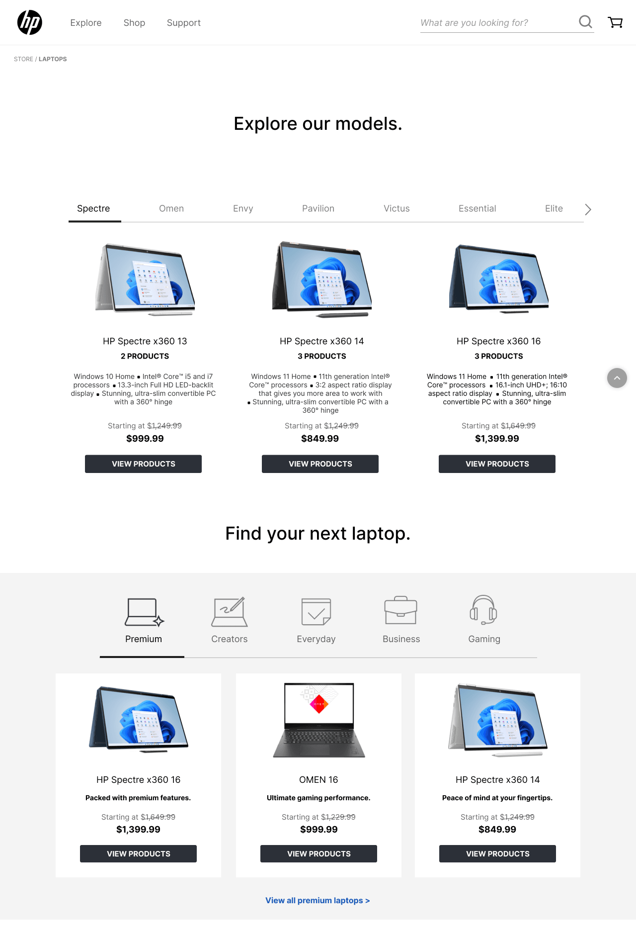 Prototype's laptops page