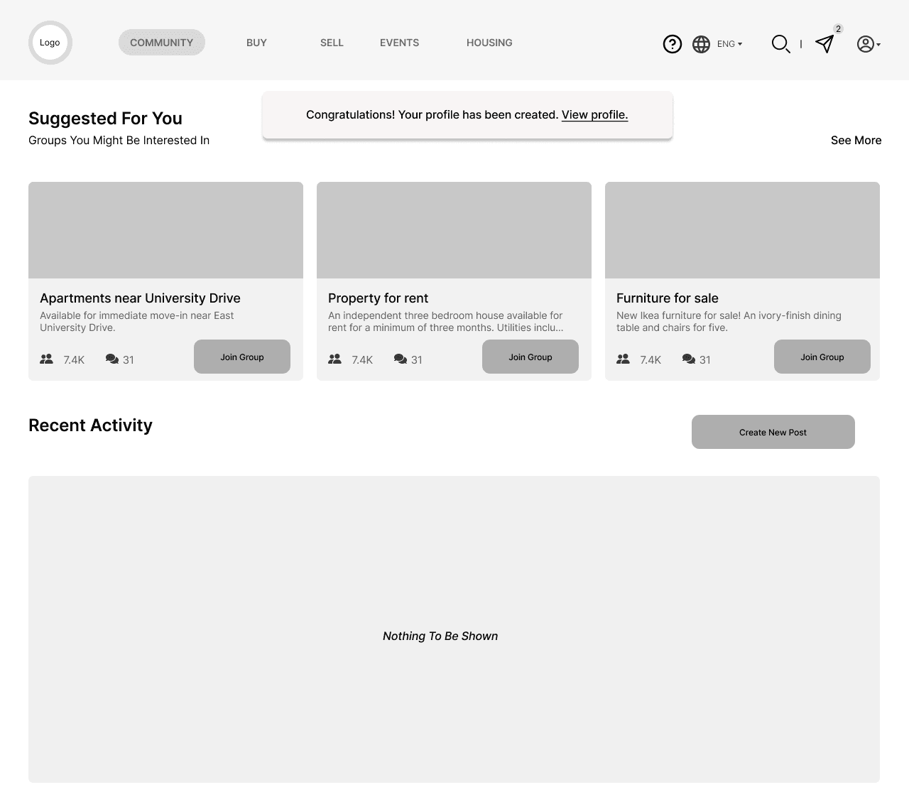 Wireframe - Community Page
