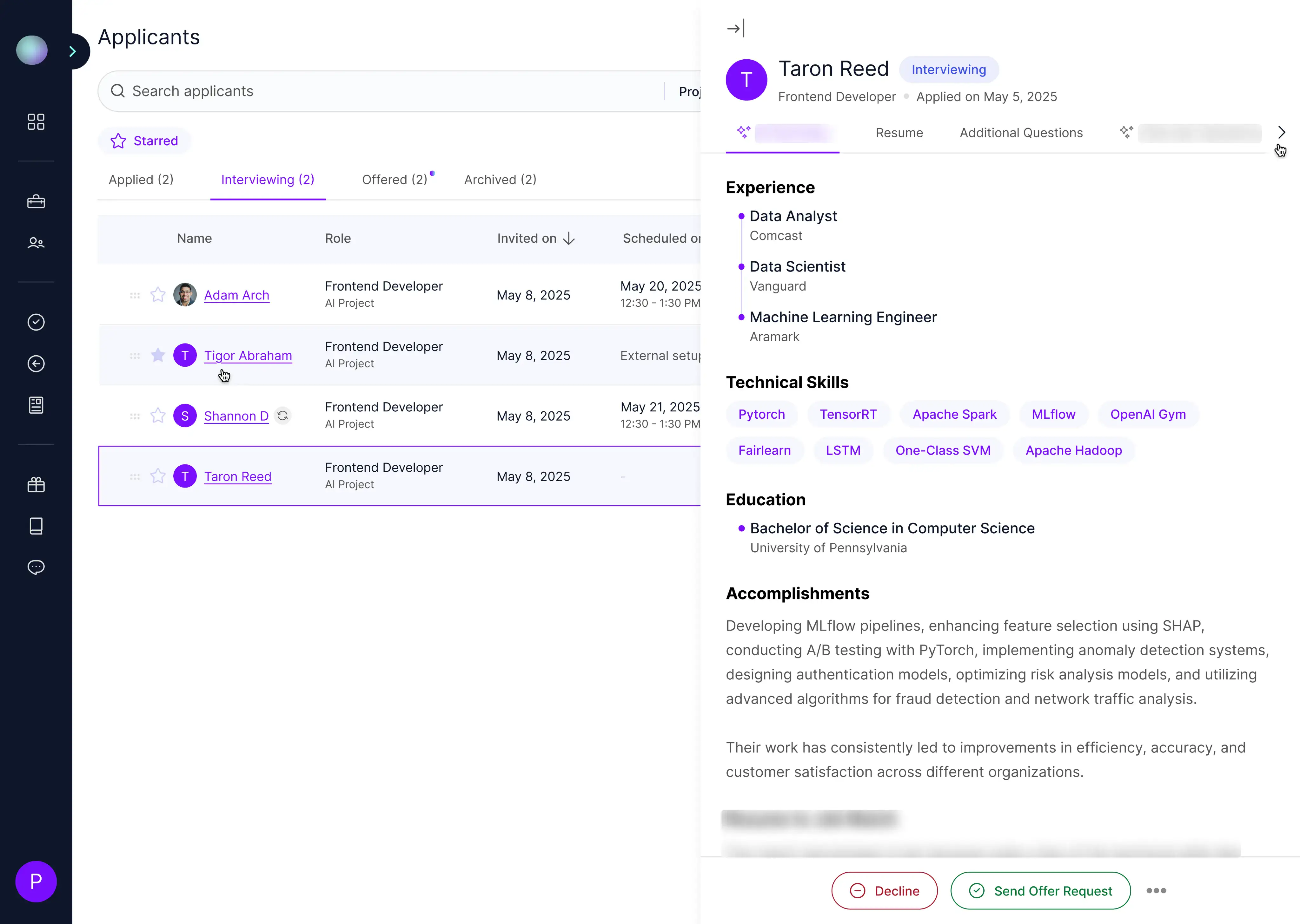 Side panel interactions image