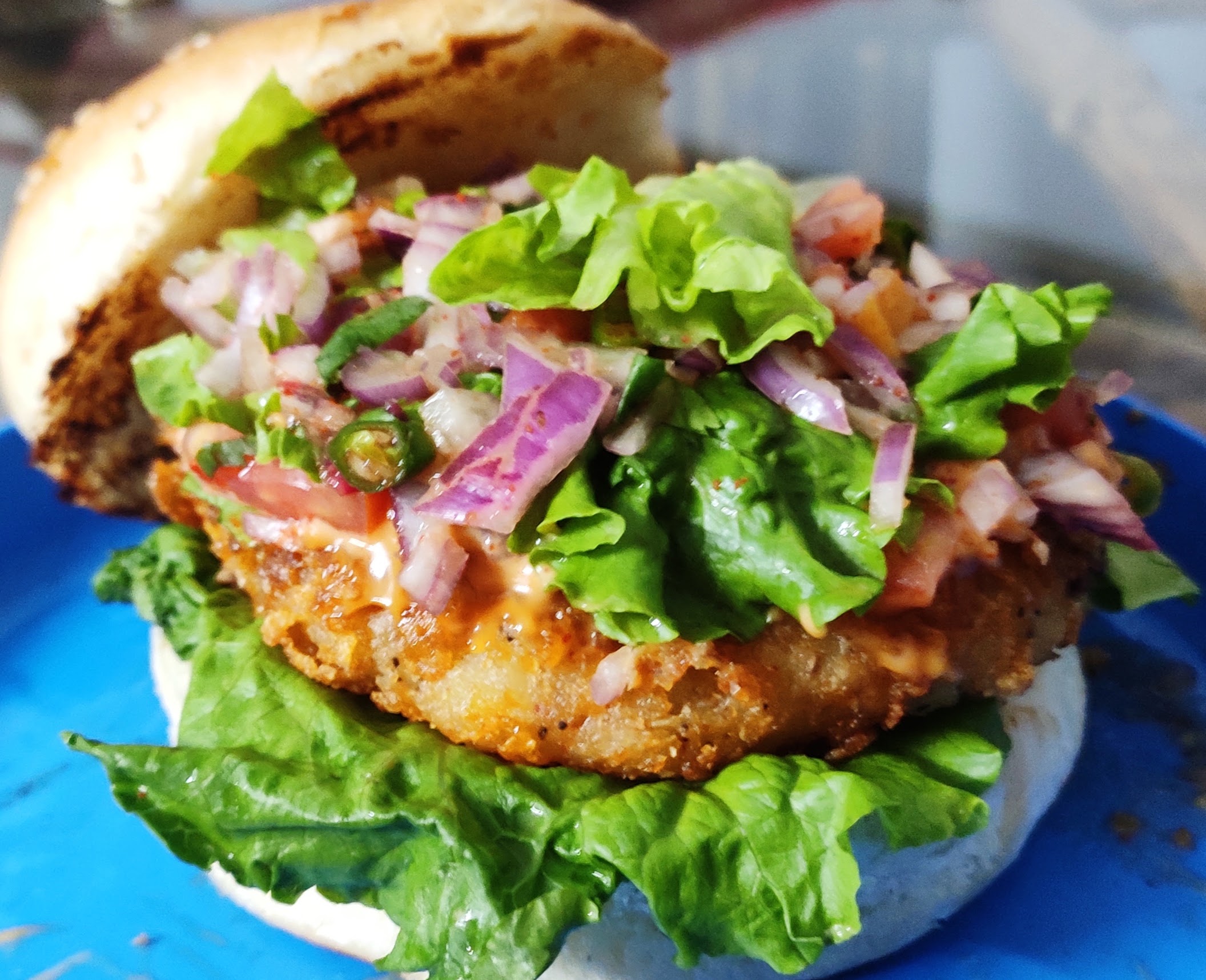 Home-made burger.