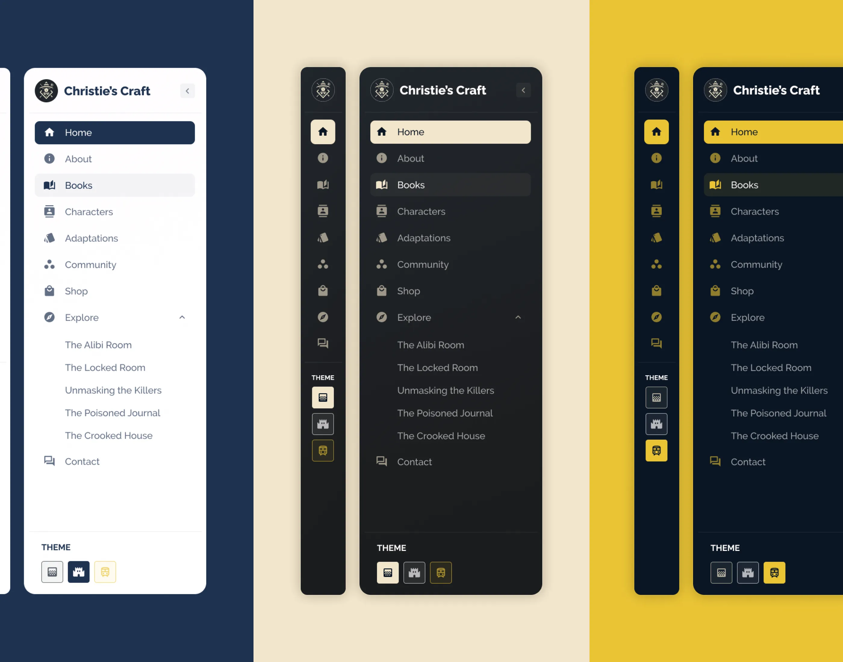 Christie's Craft - Sidebar Navigation Designs. Daily UI/UX Design Challenge - Interactive Prototype